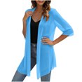 thumbnail image 6 of Garbnen Shrugs for Women Chiffon Open Front Long Womens Short Sleeve Cardigan Soft Lightweight Sun Protection Casual Sheer Womens Shawl Blue XXL, 6 of 6