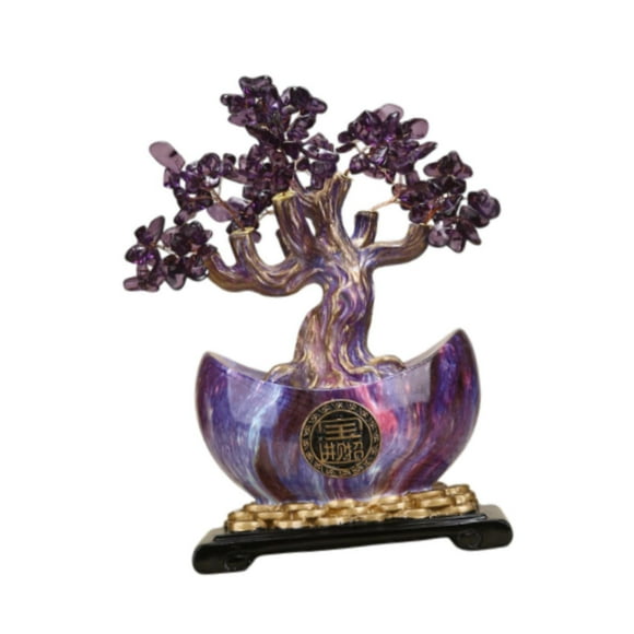 Estatua de árbol del dinero, figura decorativa, adorno de mesa coleccionable para oficina Púrpura