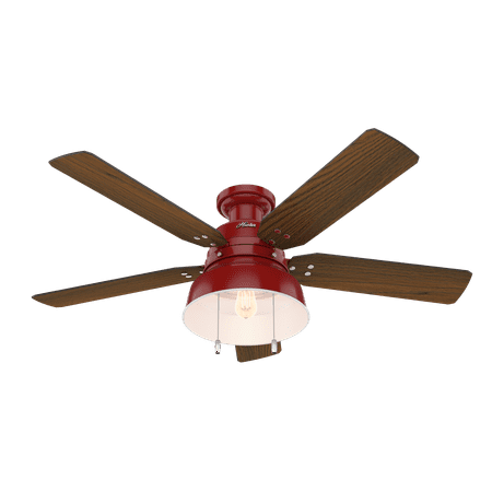 Hunter 52 Mill Valley Barn Red Ceiling Fan With Light Kit And