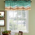 thumbnail image 3 of Green Beach Curtain Valances for Windows, Kitchen Valance Window Treatments Panel 2 Pack, Abstract Stripes Gradient Ocean Brown Sand Rod Pocket Short Curtains for Bathroom Bedroom 54 x 18 Inch, 3 of 8