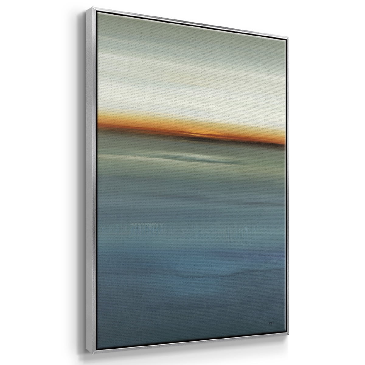 Beside the Blue I Framed Premium Gallery Wrapped Canvas - Ready to Hang - 27 x 41 - Silver Floating Frame