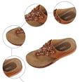 thumbnail image 5 of Rokment Women's Flower Orthopedic Flip Flops with Massage Sole Comfortable Arch Support Platform Wedge Walking Thong Sandals Boho Beach Casual Leather Dress Slip on Slides for Vacation Brown Size 6, 5 of 7