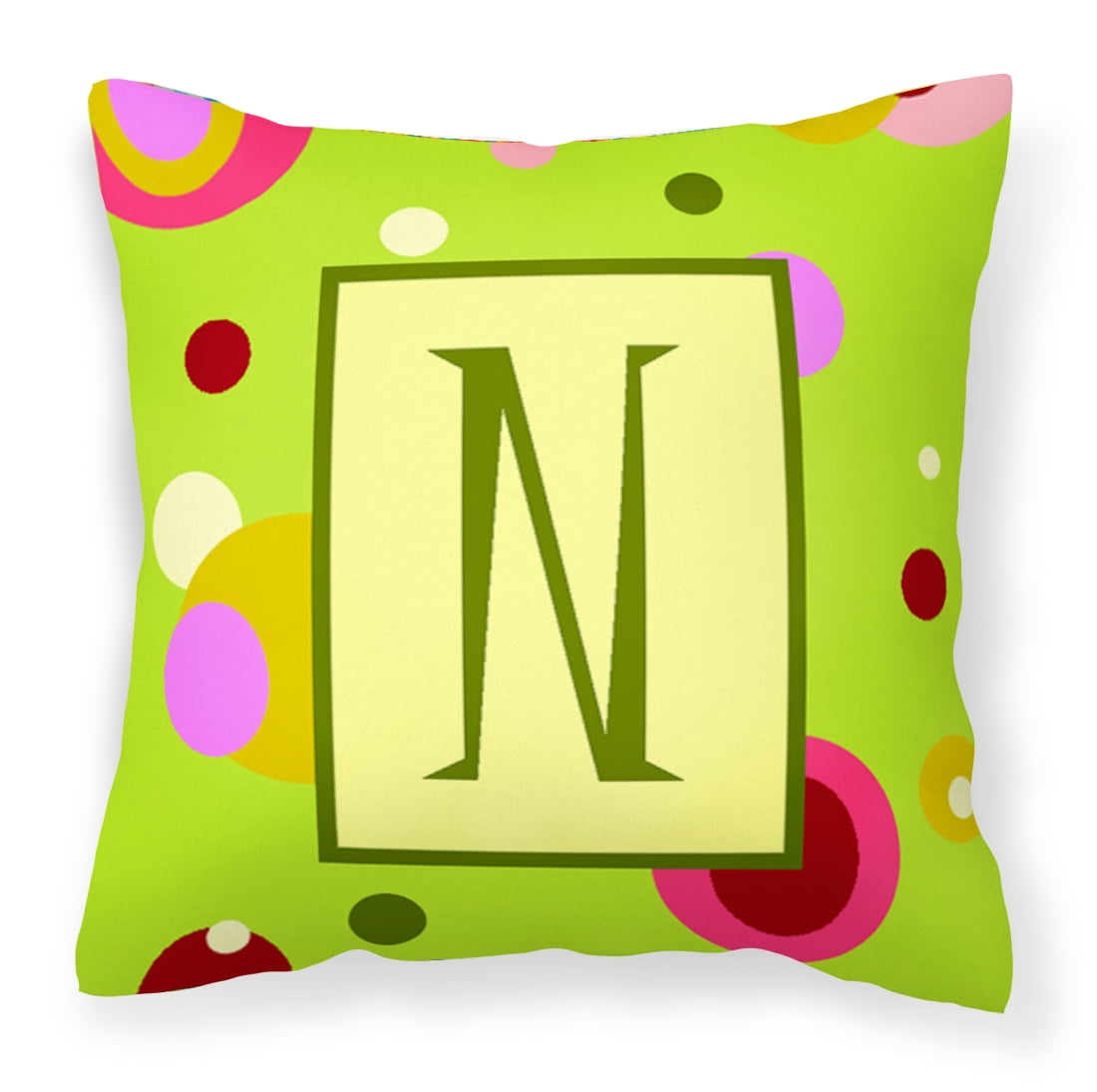 Letter N Monogram - Lime Green Fabric Decorative Pillow ...
