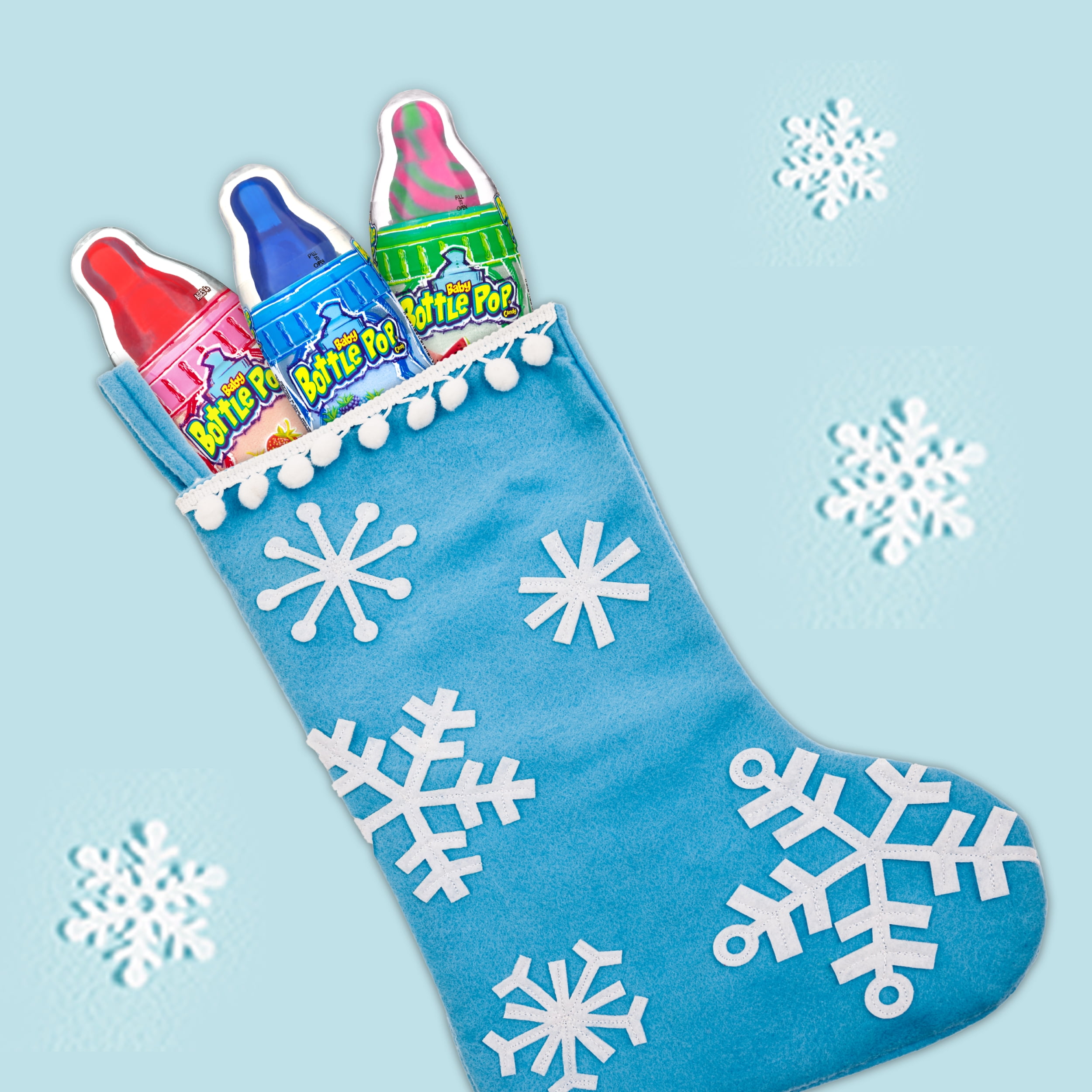 (5 pack) Baby Bottle Pop Christmas Candy with Dipping Powder, Assorted Flavors, 1.1 oz, (Individual Item)