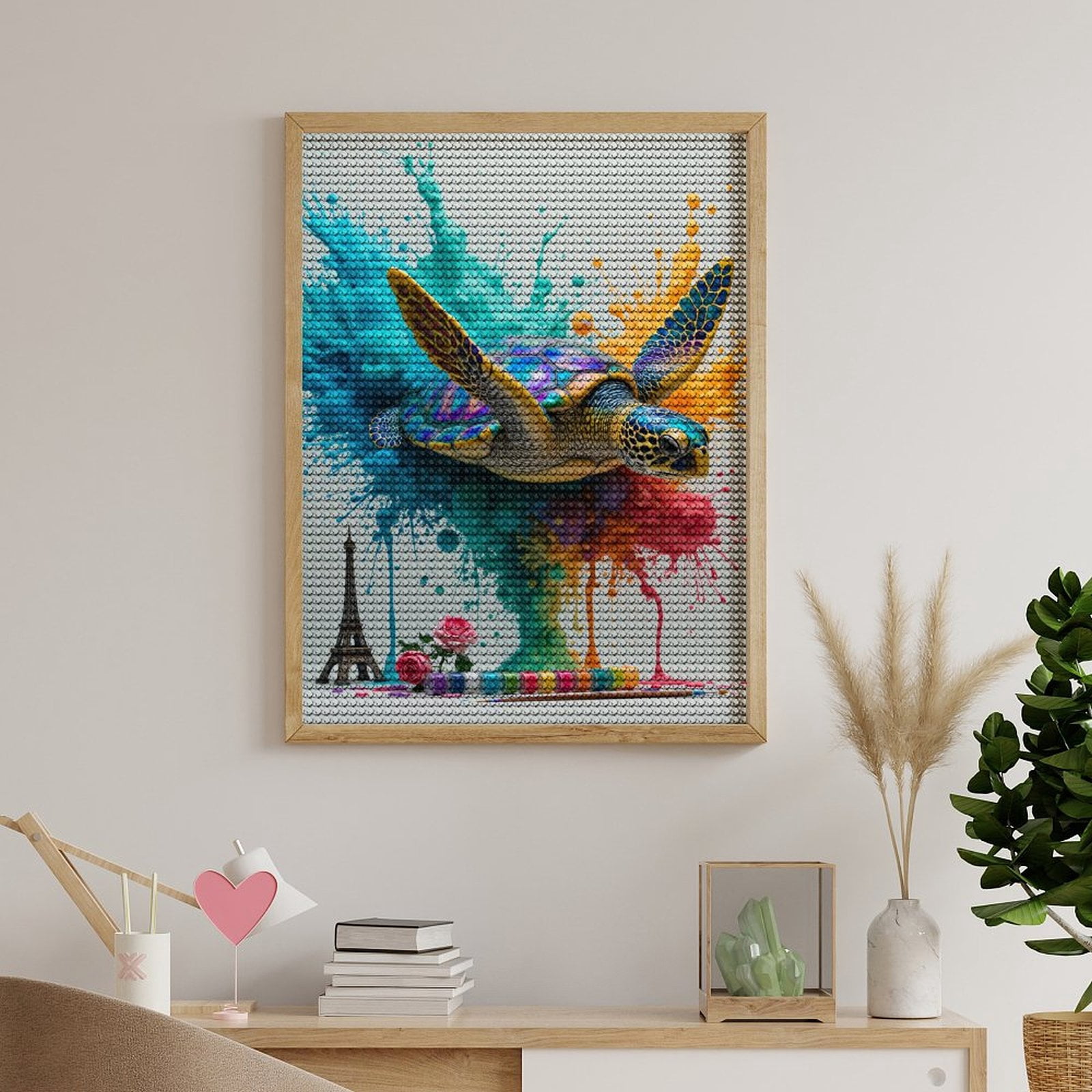 Diamond Art Kits for Adults, Sea Turtle Artistic Color Splash 5D Diamond Painting Kits for Adults Beginners, DIY Full Drill Diamond Painting, Gem Art and Crafts 12x16