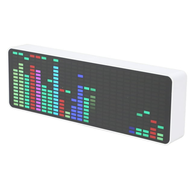 LED Music Spectrum Display, 7 Colors Voice Sensor 1624 Segment Rhythm Music Spectrum Display 20 Dynamic Multifunctional with Clock for Entertainment