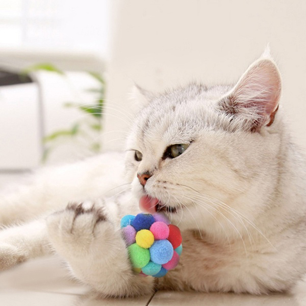 SPRING PARK Pet Supplies Handmade Bells Ball Funny Cat Toy Colorful Cat Molar Micro Bouncy Balls - image 5 of 7
