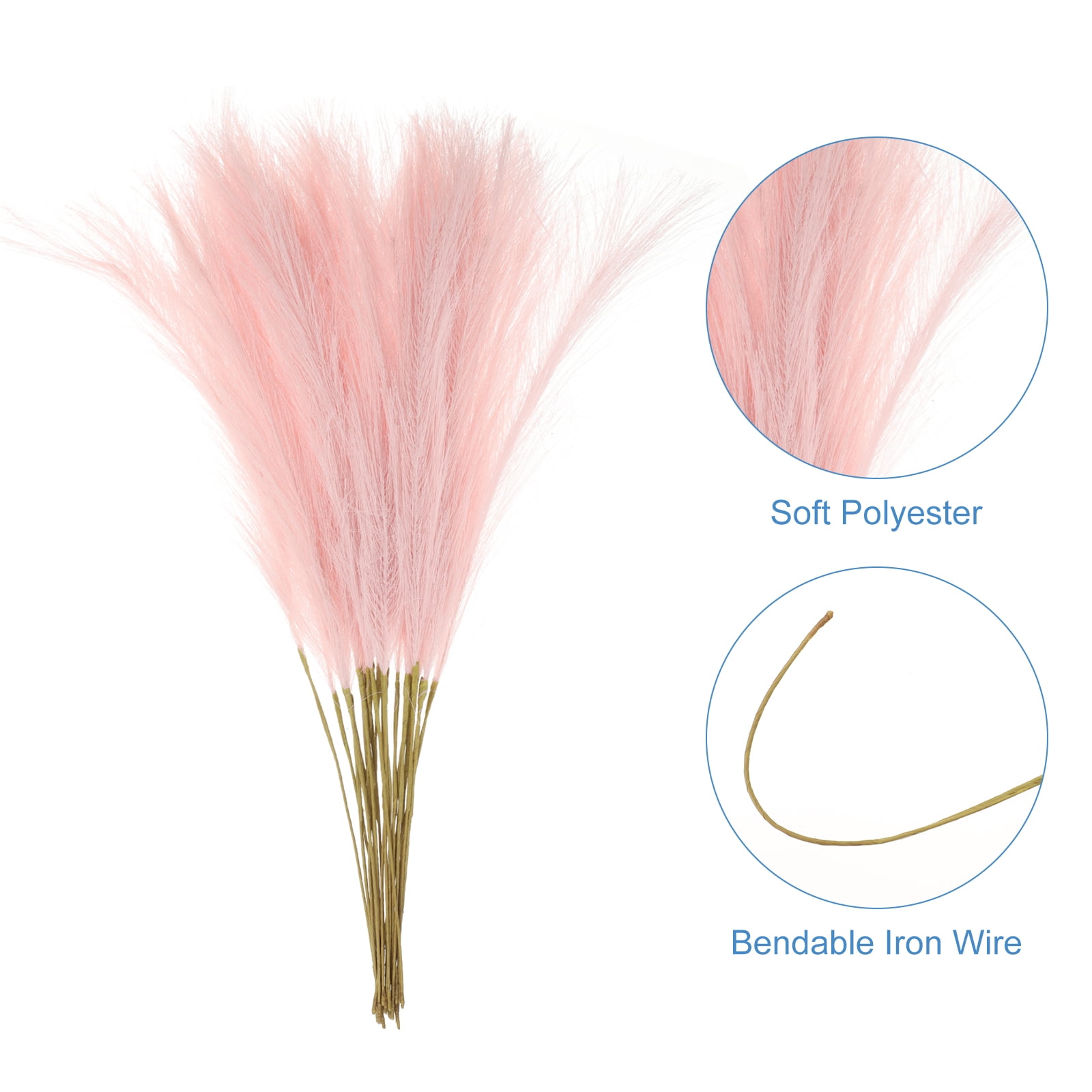 Unique Bargains Durable Faux Pampas Grass Artificial Fake Dried Grass Decor Pink