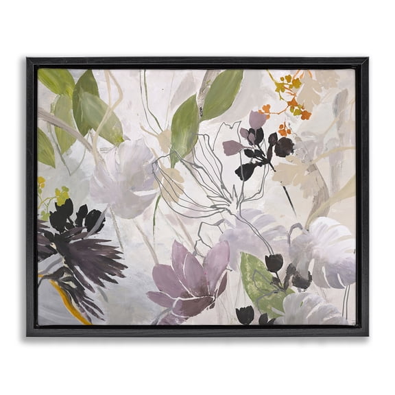 Soft Spring Organic Flora Black Framed Floater Canvas Wall Art, design by Design Fabrikken