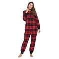 thumbnail image 2 of Ashford & Brooks Women's Flannel Hooded One Piece Pajama Union Jumpsuit, 2 of 6