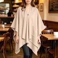 thumbnail image 5 of Lutiedan Shawl Wraps for Women, Soft Elegant Poncho Cape with Pockets, Open Front Scarf Blanket Cardigan for Fall Winter,Khaki, 5 of 6