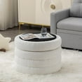 thumbnail image 3 of GZXS Black Round Boucle Ottoman with Flip-Top Storage, Multi-Functional Footrest and Small Accent Table, for Bedroom & Living Room & Home Decor, 22.44"Dia x 16.14"H, 3 of 6
