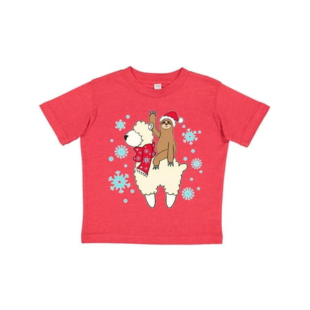 

Inktastic Christmas Cute Sloth and Llama Gift Toddler Boy or Toddler Girl T-Shirt