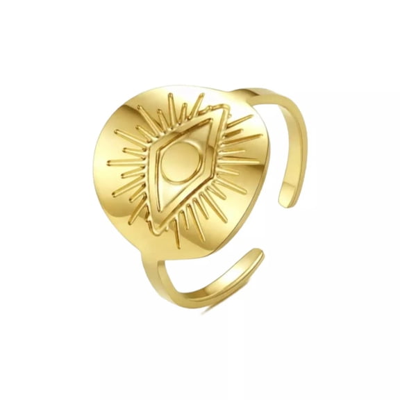 GKNET Stainless Steel Gold Plated Fashion Design Trendy Evil Eye Ring Unisex