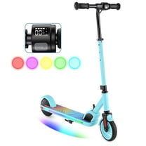 SANOPY 180W Electric Scooter for Kids Ages 6-14, Adjustable Height & Speed, Powered E-Scooter with Speeds of 10 MPH, 80 mins Ride Time, Colorful Rainbow Lights, Foldable Scooter for Boys & Girls