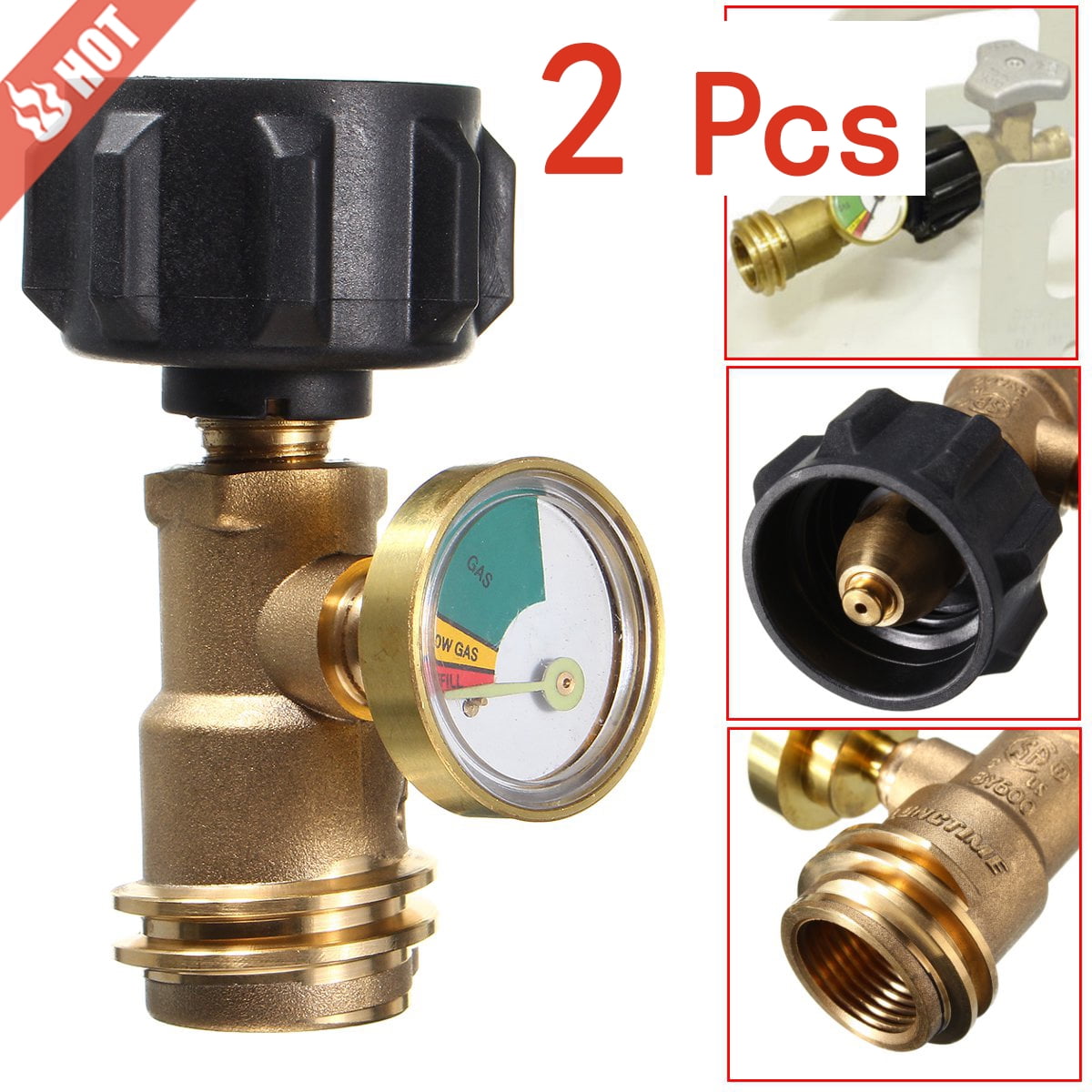 Propane Tank Gauge Gas Level Grill BBQ Pressure Adapter Adaptor Meter