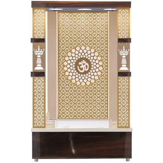 Wooden Temple With LED Lights For Home And Office / Designer Puja Mandir / Mandapam / Wall Hanging And Table Top Mandir Temple