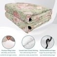 thumbnail image 4 of Twin XL Quilt Set 68''x98'', Pink Flowers Lightweight Summer Bedspread Coverlet Set with 2 Pillow Shams, Green Country Botanical Floral Leaves Breathable All Season Quilt Bedding for Dorm/Guest Room, 4 of 9