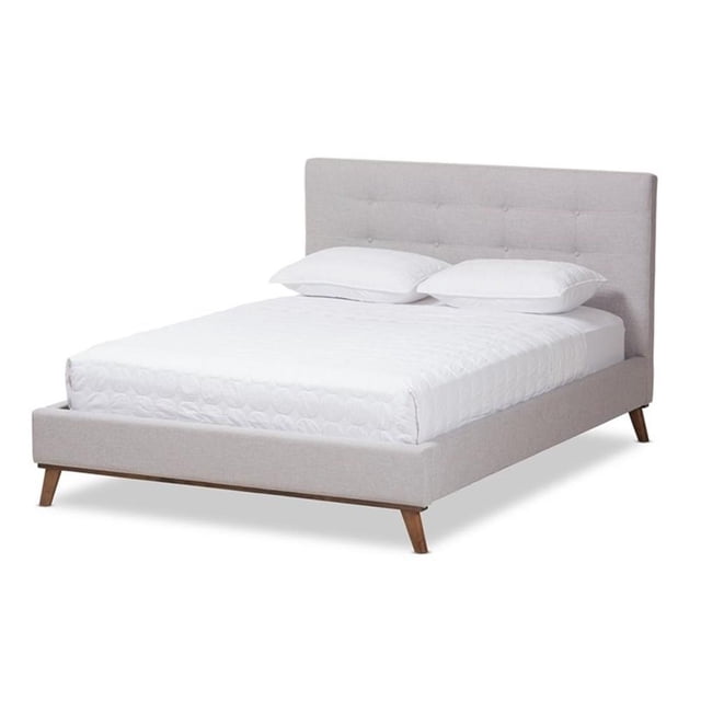 Baxton Studio Valencia Lit Plateforme Double Rembourré en Beige Grisâtre