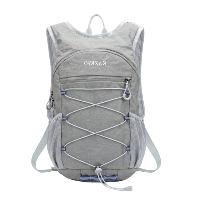 Mochila de senderismo compacta y plegable, ideal para acampar, caminar y andar en bicicleta. Gris