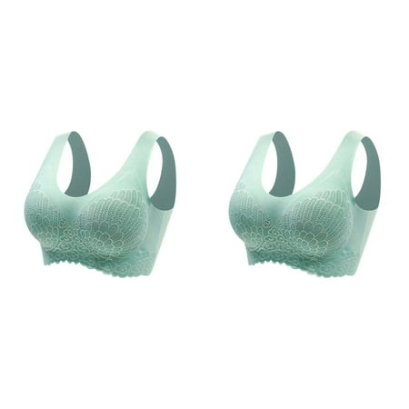(2-Pack) 2025 Women s No Steel Ring Women s Sports Bras Underwear Gathering Sleep Bra Women Bra Set and Underwear Thong Latex Underwear Traceless