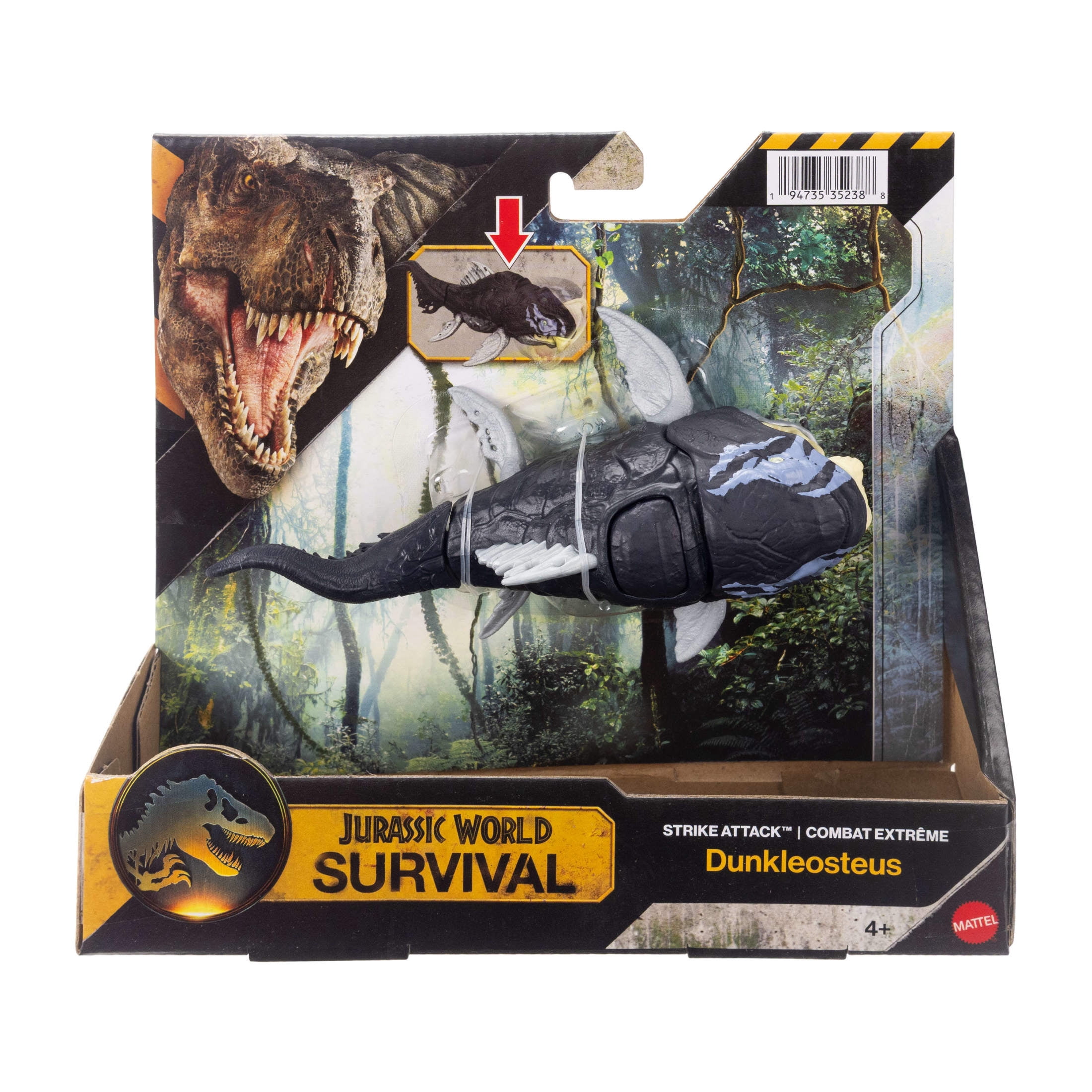Jurassic World Strike Attack Dunkleosteus Dinosaur Figure, Chomp Action, Posable & Digital Play