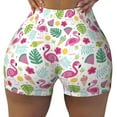 thumbnail image 2 of Haiem Cute Flamingo No Front Seam Biker Shorts for Women Yoga Workout Gym Bike Shorts with Tummy Control Moisture-Wicking-Large, 2 of 9