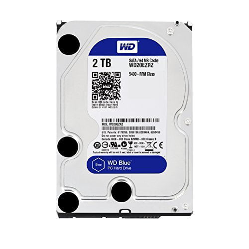 WD Blue 2TB Desktop Hard Disk Drive - 5400 RPM SATA 6 Gb/s 64MB Cache 3.5  Inch - WD20EZRZ by Western Digital