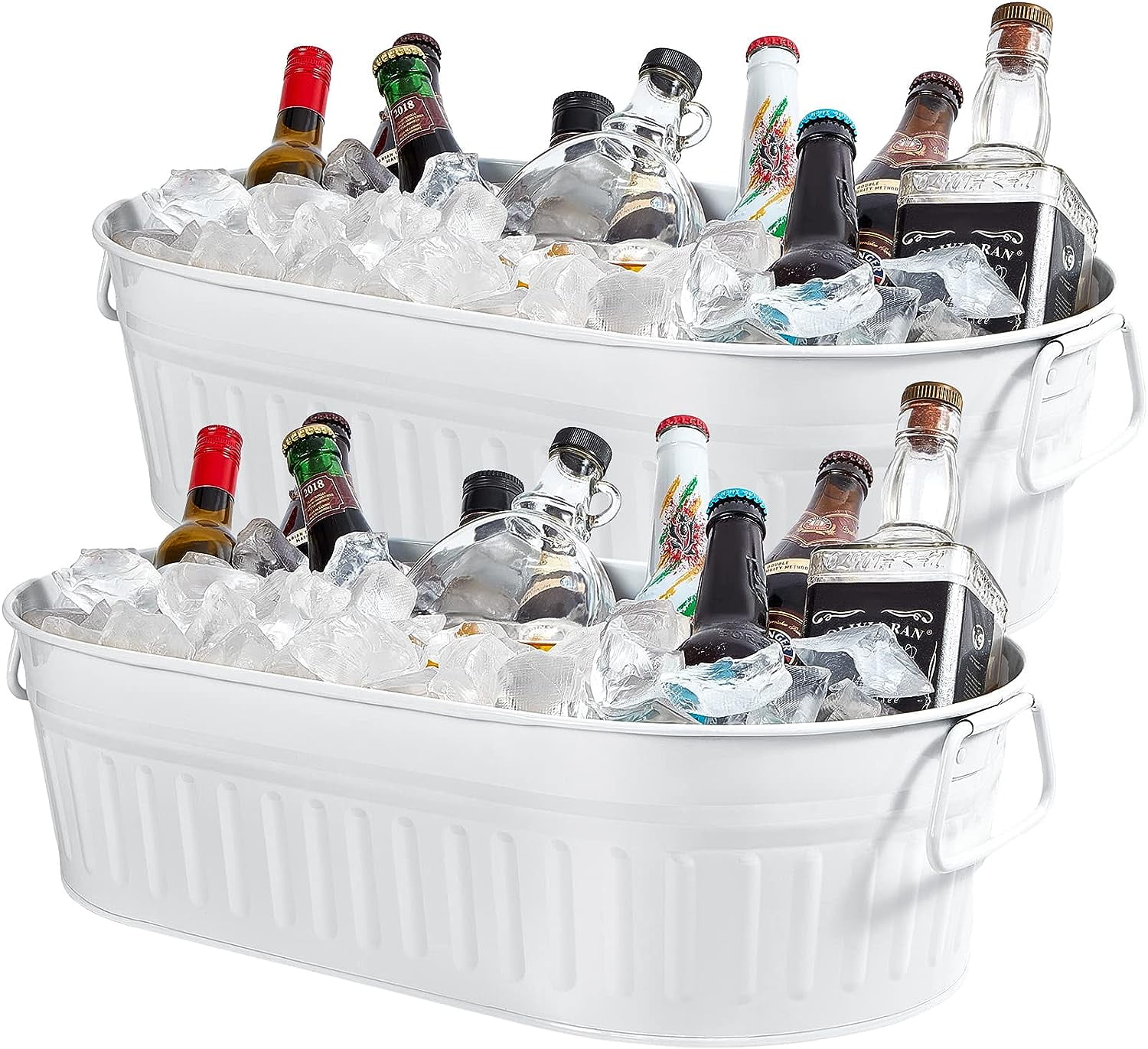 2 Pieces Galvanized Metal Drink Bucket Ice Bucket Party Tubs For Drinks