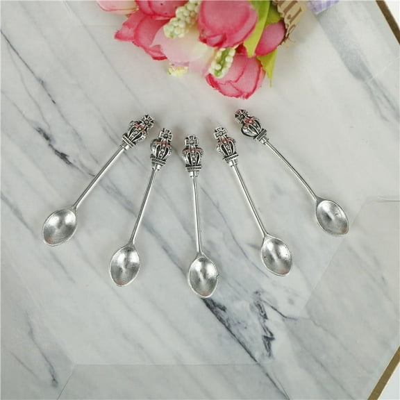 5pcs Vintage Crown Spoon Tableware Pendants Charms Jewelry Making Charm MKB WA