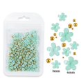 thumbnail image 1 of Bolsa de joyería con flores de cinco pétalos para decoración de uñas Joyería de flores acrílicas blancas y rosas con cuentas de oro y plata Flor de resina, 1 of 6