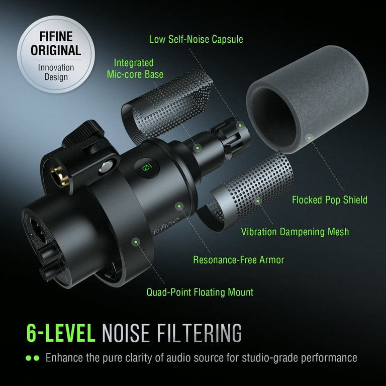 FIFINE K688X USB XLR Dynamic Studio Microphone, Cardioid, 130dB