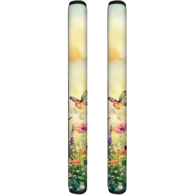 NETILGEN Refrigerator Door Handle Covers Pack of 2, Non-Slip Kitchen Appliance Protective Mat for Fridge Dishwashers Microwave Kitchen Handle Home Indoor Decoration, Butterfly Floral Green