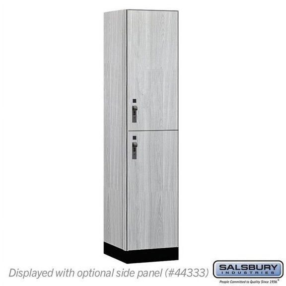 Salsbury Industries 18-42168ST 18 in. Wide Premier Wood Locker - Double Tier - 1 Wide - 6 ft. High - 18 in. Deep - Silver Teak - Hasp