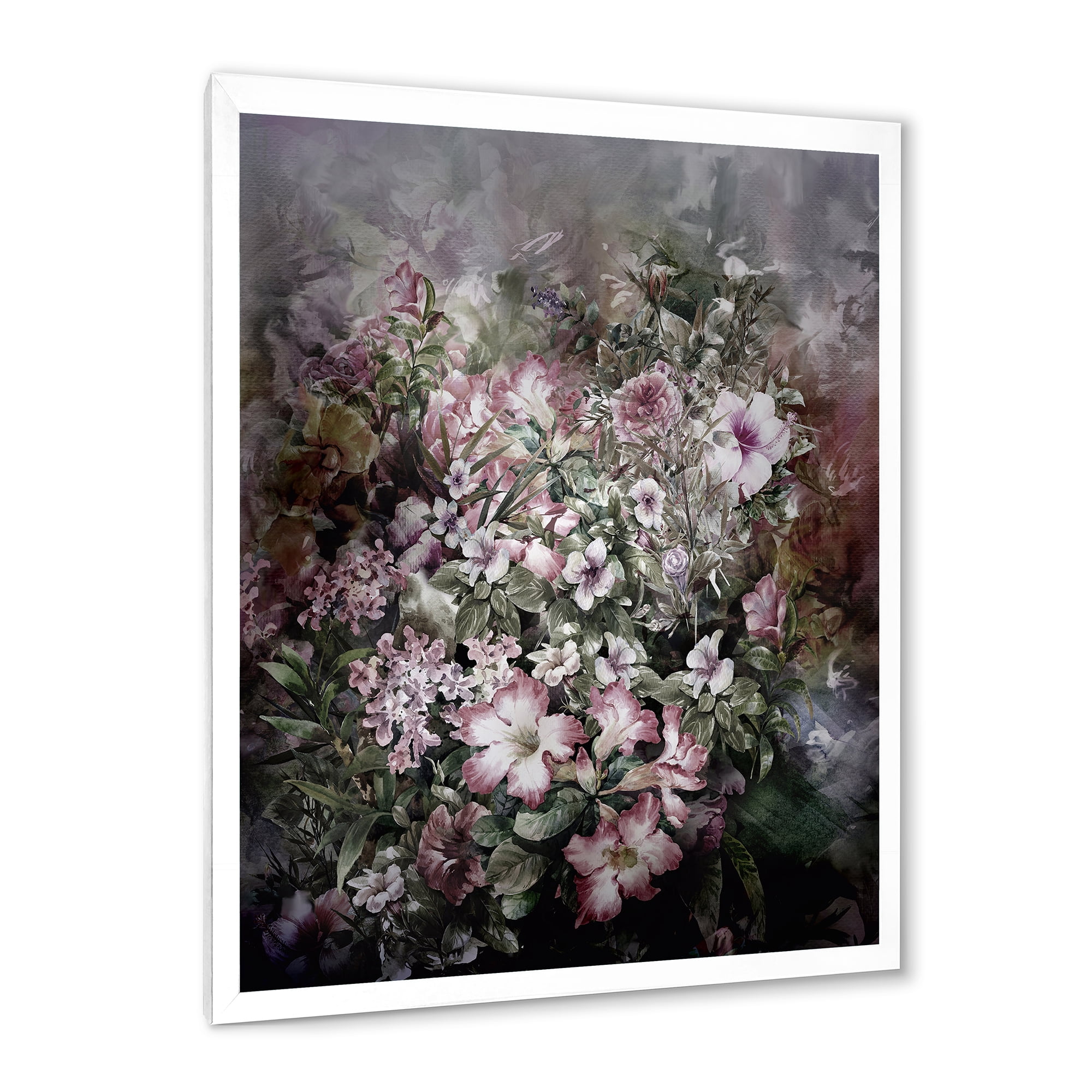 Designart 'Drawing of Flowers Retro IV' Vintage Framed Art Print
