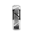 thumbnail image 2 of Vestige Tungsten Ring With Triangle Angle Grooves And Raised Center, 2 of 2