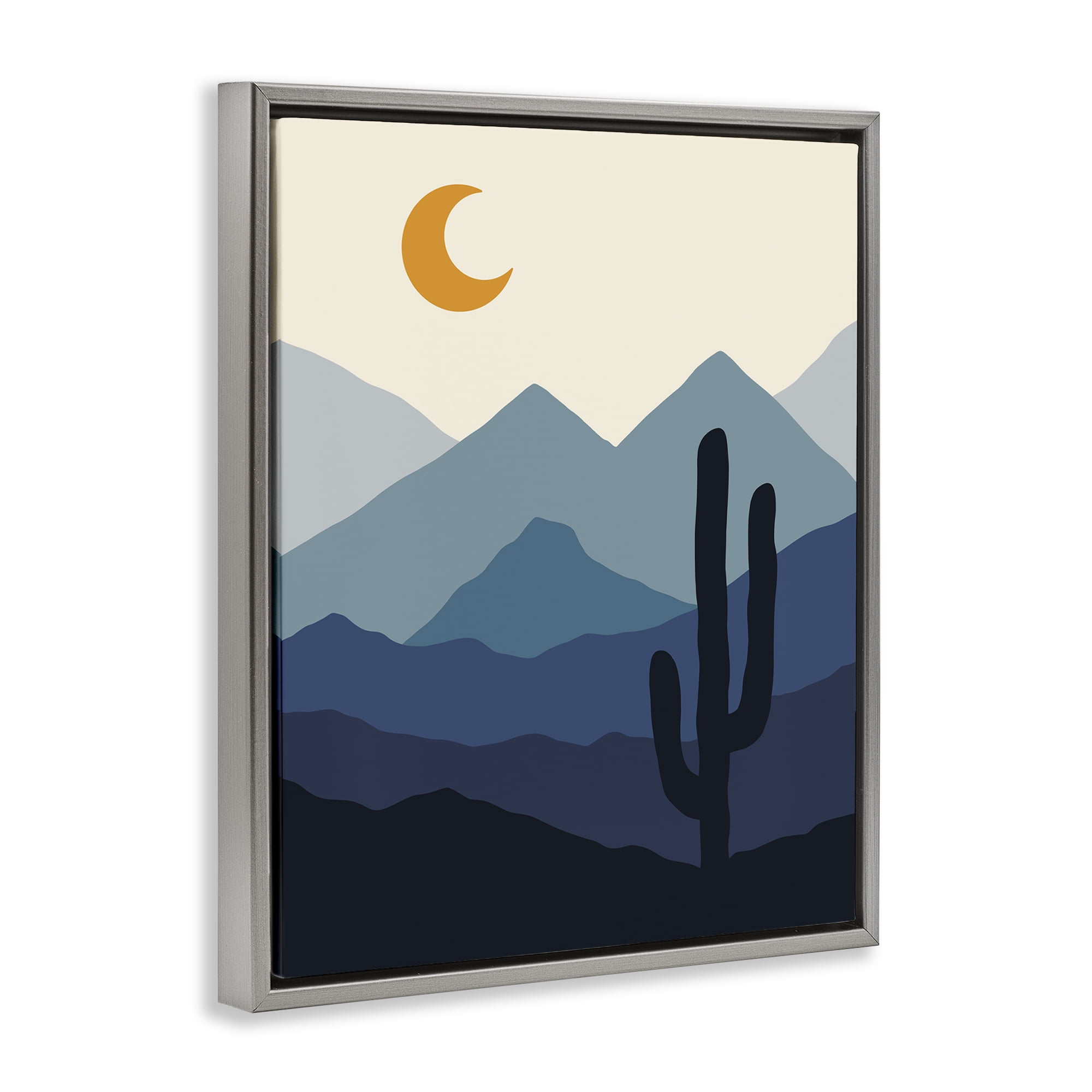 Stupell Industries Night in the Desert Abstract Painting Gray Floater Framed Canvas Art Print Wall Art, 25 x 31