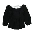 thumbnail image 2 of American Eagle Womens Embroidery Peplum Blouse, Black, Large, 2 of 2