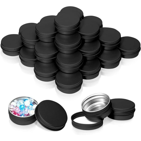 30-Pack 1 Ounce Aluminum Cans, 30ml Round Aluminum Screw Lid Tin Can Container Bottles, Empty Bottle Travel Cosmetic Sample Containers Suitable for Lip Balm, Eye Shadow, Creams