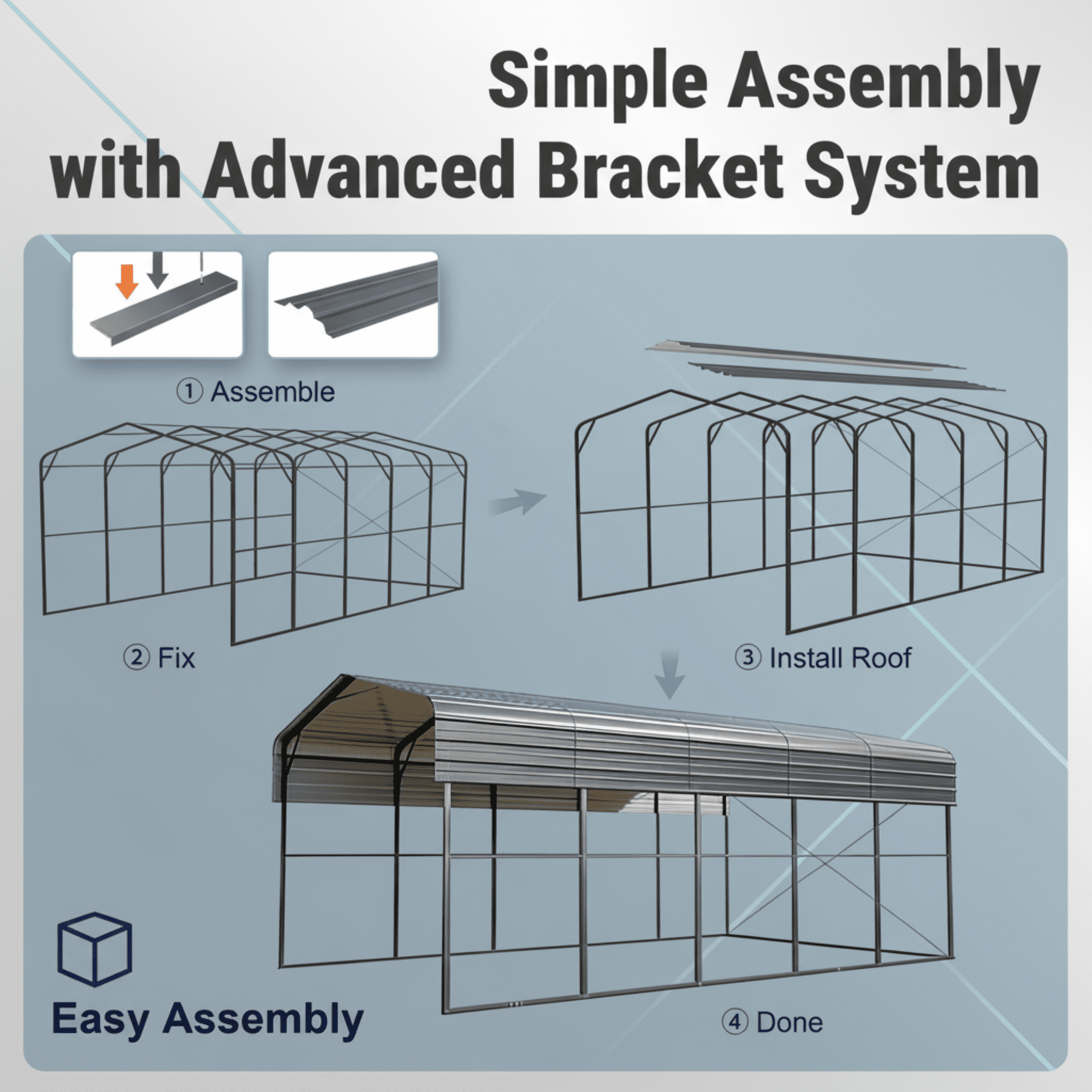 DuraYu 11x20 ft Metal Carport for Cars and Trucks, Heavy-Duty Steel Vehicle Shelter with Metal Roof, Cream
