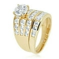 thumbnail image 6 of AVORA 10K Yellow Gold 1.25 Carat Simulated Diamond CZ Wide Band Anniversary Bridal Engagement Wedding Band Ring Set  - Size 7.5, 6 of 6