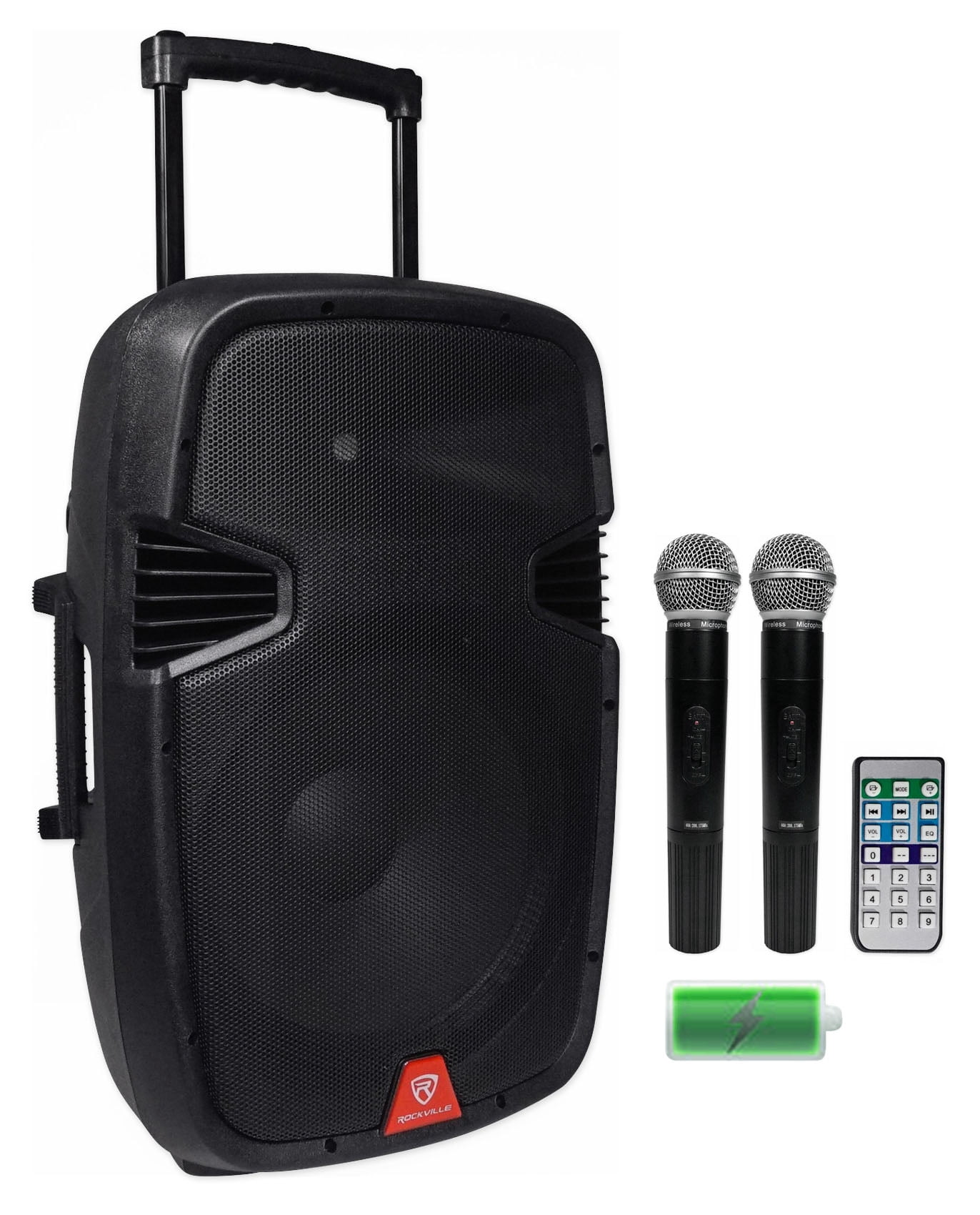 Rockville Bluetooth 15" Rechargable iPad/iPhone/Laptop/Tablet Pro Karaoke System