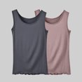 thumbnail image 2 of Timegard Plus Size Tops for Women 2pc Round Neck Tank Top Pjs Comfy Solid Color Casual Camis Homewear, 2 of 3