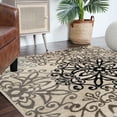 thumbnail image 4 of Contemporary Floral Medallion Plush Polypropylene Washable Indoor Area Rug, 8' x 8', Beige by Blue Nile Mills, 4 of 6