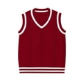 thumbnail image 4 of Tdoqot Gilrs Sweaters Vest- V-Neck Soft Warm Sleeveless Casual Kids Knit Tnak Tops Red Size 1 T, 4 of 7