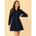 thumbnail image 4 of INSPIRE CHIC Robe-Chemise en Denim pour Femmes à Col en V avec Col Rabattu et Manches Roulées, 4 of 6