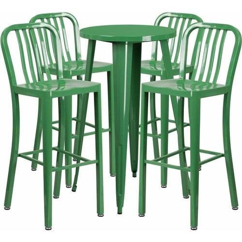 Flash Furniture 24" Round Metal IndoorOutdoor Bar Table Set with 4