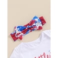 thumbnail image 4 of Suealasg Newborn Girl 4th of July Outfit Letter Print Short Sleeve Romper and Elastic Tie-Dye Shorts Cute Headband 3 6 12 18 Months Baby Girl Memorial Day Clothes, 4 of 6