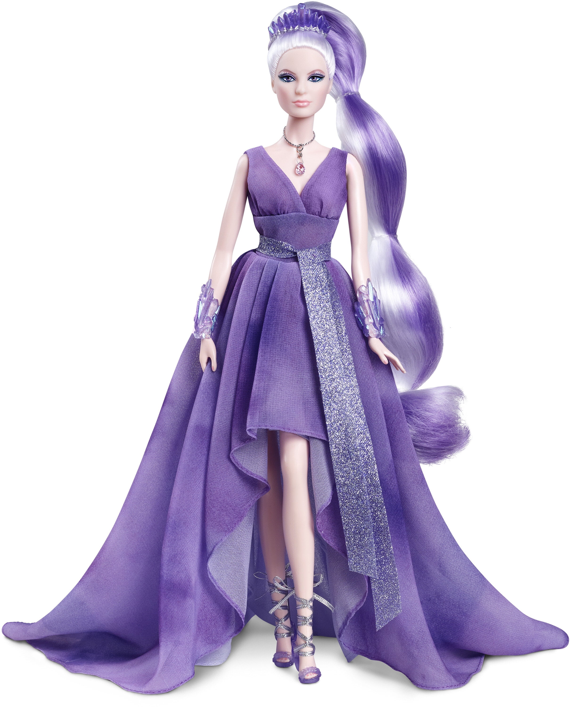 Barbie Crystal Fantasy Collection Amethyst Doll W Ith Genuine Stone  Necklace 