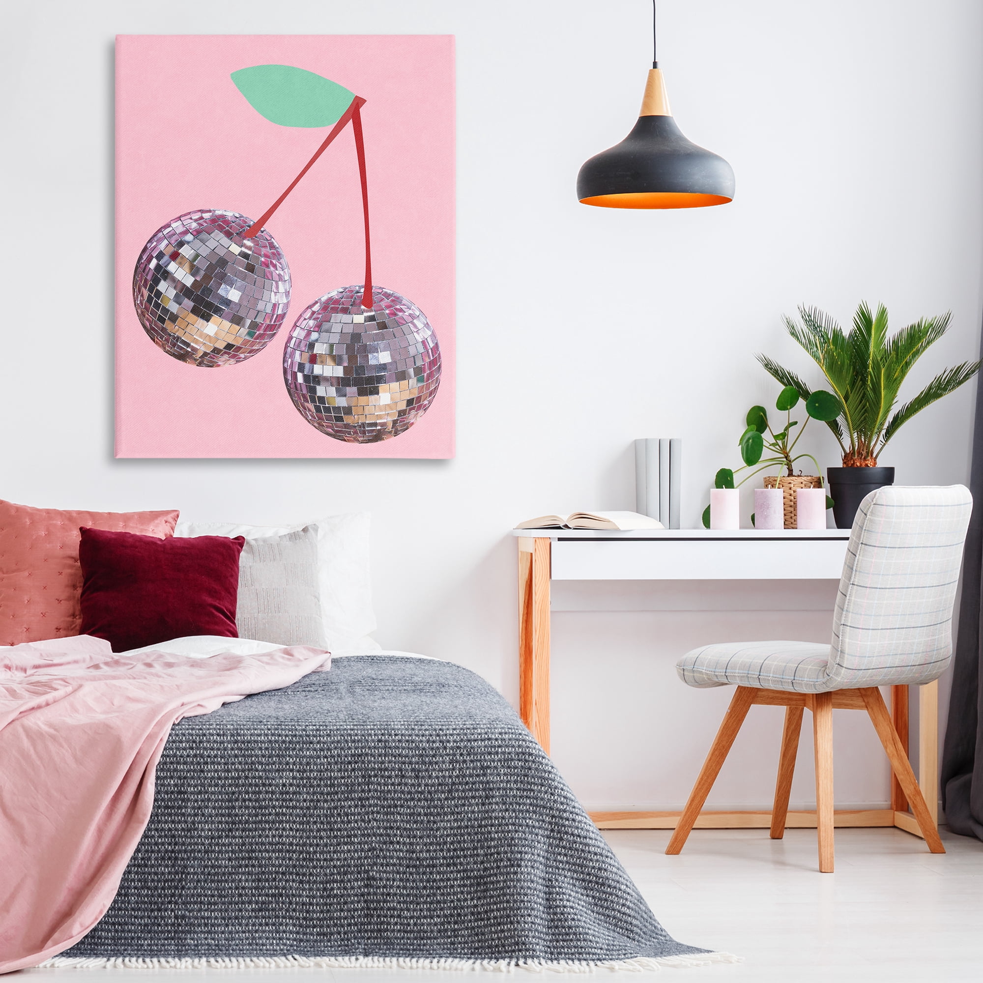 Stupell Industries Disco Ball Cherries Novelty & Humor Painting Wrapped Canvas Art Print Wall Art, 36 x 48